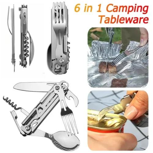 CampGear - Ensemble de Couverts Multifonctionnels Pliants