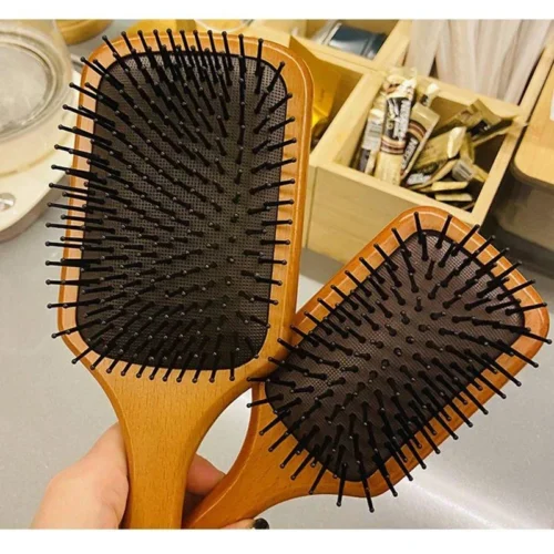 Brosse AirWood – Peigne Massant Antistatique en Bois Naturel