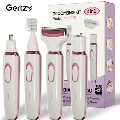 Gertzy 4-en-1 - Rasoir Électrique Rechargeable Femme