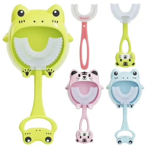 Brosse à Dents Silicone Souple 360° en U pour Enfants de 2 à 12 Ans