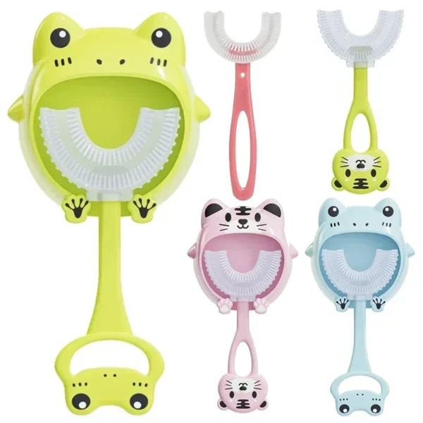 Brosse à Dents Silicone Souple 360° en U pour Enfants de 2 à 12 Ans