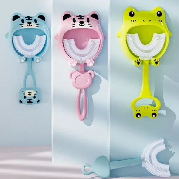 Brosse à Dents Silicone Souple 360° en U pour Enfants de 2 à 12 Ans